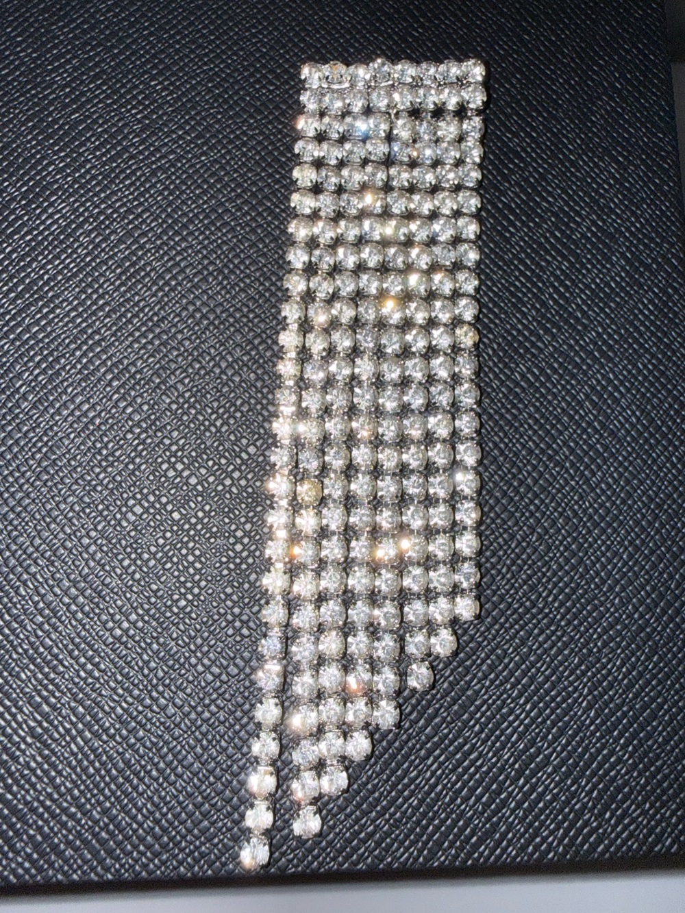 Vintage Rhinestone Waterfall Drape Brooch Pin Silver Tone Statement Jewelry